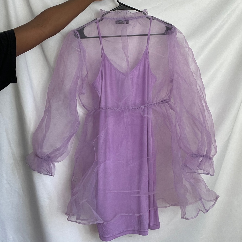 Purple Organza Dress | PrettyLittleThing